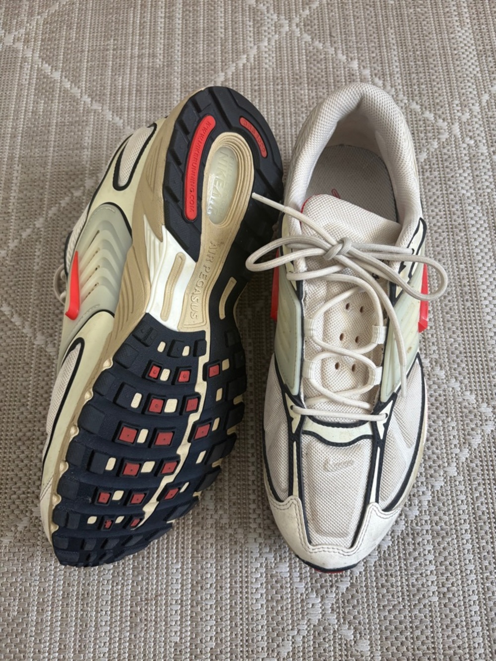 Nike Men’s Pegasus Wave Sneakers in Coconut Milk and Orange - Picture 6 of 8